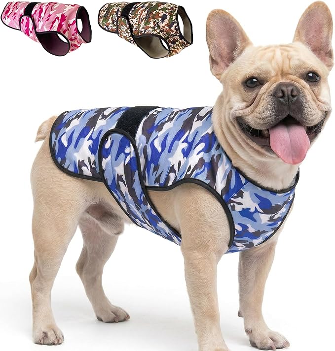 Dog Cooling Vest - 2-Layer Cooling with Soft Microfiber Fabric - Lightweight, Adjustable and Comfortable - UV Protection for Small to Large Dogs - Relief in Hot Weather (Blue, Medium)
