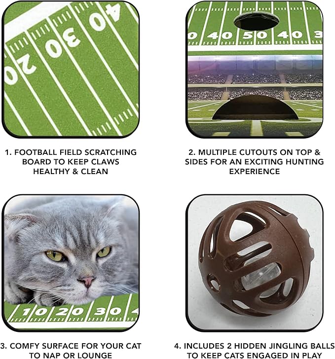 Pets First NCAA Auburn Tigers Cat Scratcher Box, Game Day Cat Toy, NCAA Football Field Designed Cat Scratcher and Lounge, Stimulating Cat Game