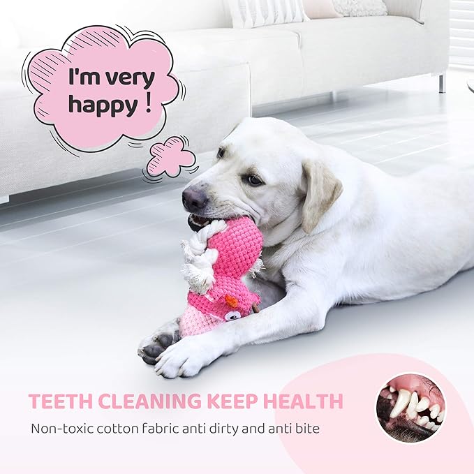 IOKHEIRA Indestructible Dog Squeaky Toys for Large Aggressive Chewers, Stuffed Animals with Cotton Material and Crinkle Paper, Durable Chewing Toys