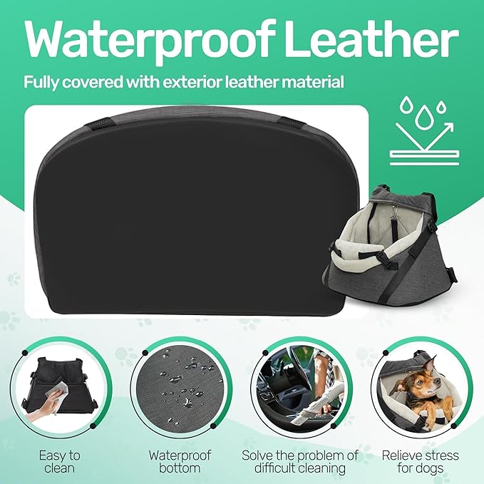 YUDODO Teacup Dog Car Seat – Designed for Tiny Dogs up to 7 lbs – Luxurious Vegan Leather Booster Seat for Chihuahua & Yorkie with Safety Belt & Soft Cushion, Gray