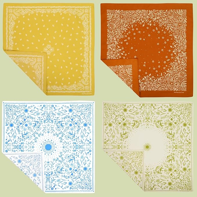 The Peacock Crew Premium Soft Cotton Bandanas Pack for Men and Women Paisley 22 x 22 inches