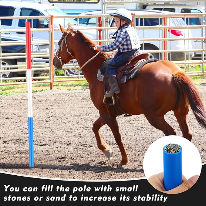Arrowbash 6 Pcs 6FT Pole Bending Poles for Horses, Adjustable Equestrian Sports Training Equipment for Horses, Agility Poles for Soccer Football Dog