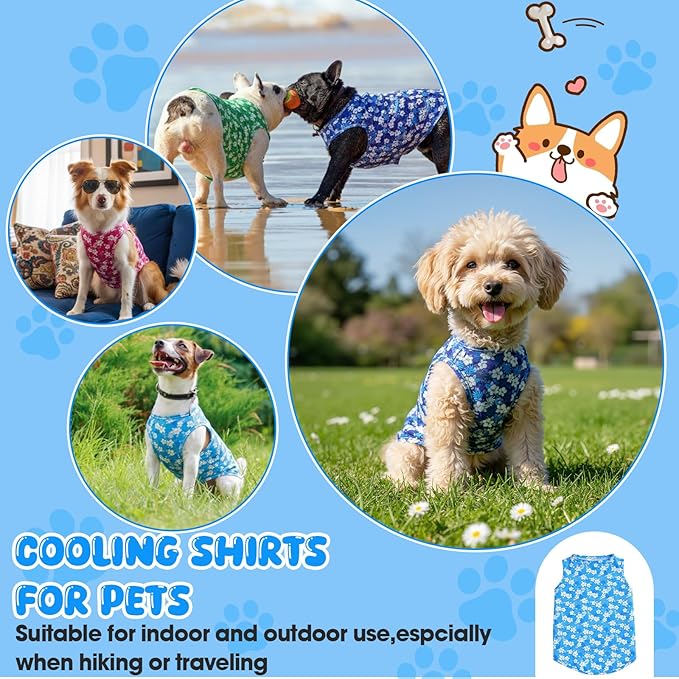 Talltalk 5 Pack Dog Cooling Vest Quick Dry Shirts Mesh Breathable Instant Sun Protection Cooling Dog Vest Lightweight Summer Beach Hawaii Jacket Collar for Outdoor Walking Hunting Hiking Clothes(L)