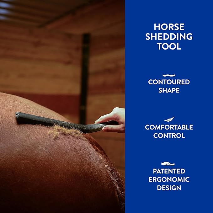 Wahl Professional Animal Equine Grooming Horse Shedding Tool (#858714) - Contoured Shed Tool - Hair Shedder & Deshedder - Removes Dirt - Supplies - Black