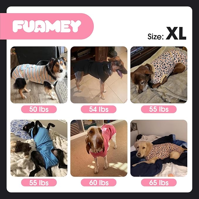 FUAMEY Recovery Suit for Dogs After Surgery,Soft Breathable Dog Bodysuit E-Collar & Cone Alternative Surgical Suit,Male Neuter Suits Spay Recovery Suit Female Onesie Blue Yellow Stripes XL