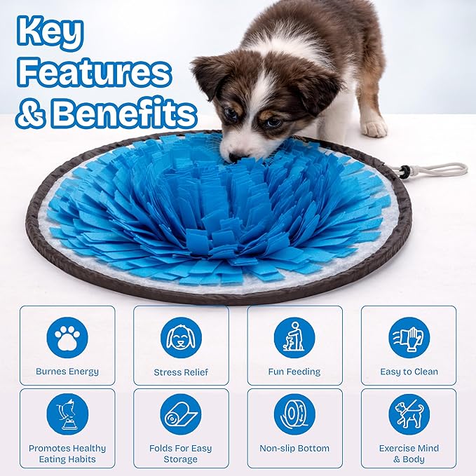 Snuffle Mat for Dogs | Travel-Friendly Snuffle mat Encouraging Foraging | Dog Snuffle mat Crafted for Daily Enrichment | Dog sniff mat Feature for Slow Eating Habits (Blue)