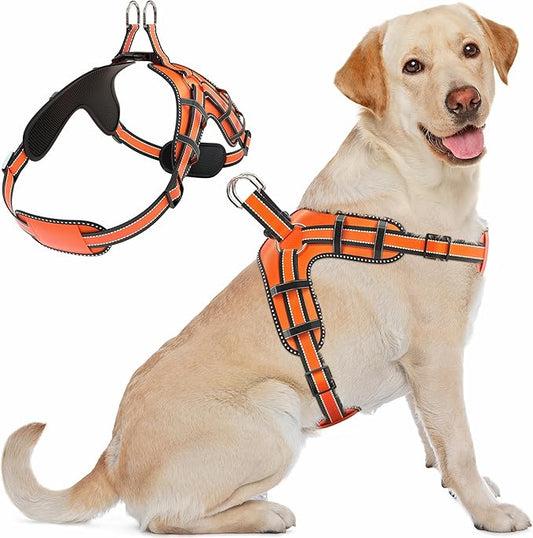 Dog Harness for Large Dogs Back D-Ring Control No Choking Pressure-Free Chest Design Comfortable Padded Adjustable Reflective Vest Harness for Daily Walks Training Easy Control Outdoor Use Secure Fit