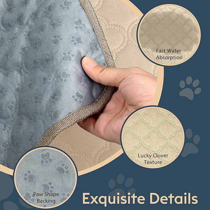 FunFurry Washable Guinea Pig Cage Liner - 4 Pack Reusable Washable Pee Pads，Waterproof Guinea Pig Bedding for Small Animal - Rabbit Bunny Hamster Puppy (Cream, 12" X 12" - 4 Pack)