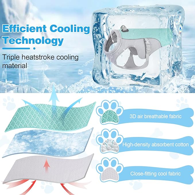 Dog Cooling Vest Dog Harness Cooler Jacket with Portable Water Bottle, for Walking Dog, Outdoor Camping and Hunting Training.(XXL)