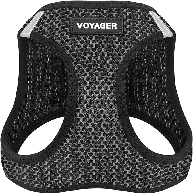 Best Pet Supplies - All Weather Mesh/Plush, Reflective, No Pull Harness for Small, Medium Dogs, Cats - Secure with Hook & Loop Fastener, Buckle, Double D-Rings - Gray 2-Tone, M