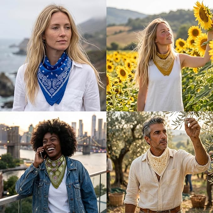 The Peacock Crew Premium Soft Cotton Bandanas Pack for Men and Women Paisley 22 x 22 inches