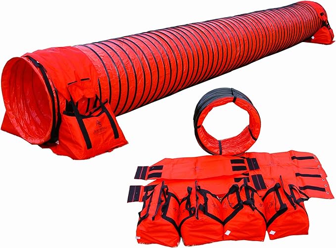 20' Heavy Duty Dog Agility Tunnel with 2 Sets of Tiedown System, Competition & Training, Multiple Colors, 2 Lengths (Red)