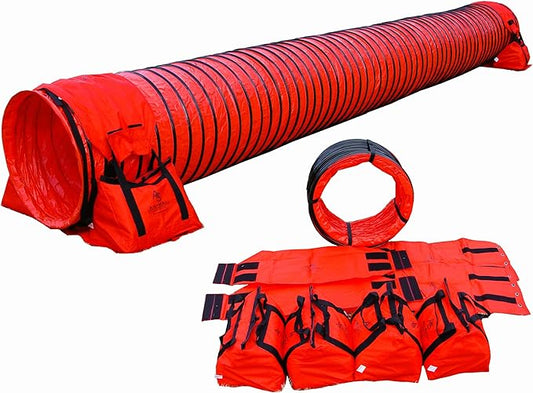 20' Heavy Duty Dog Agility Tunnel with 2 Sets of Tiedown System, Competition & Training, Multiple Colors, 2 Lengths (Red)