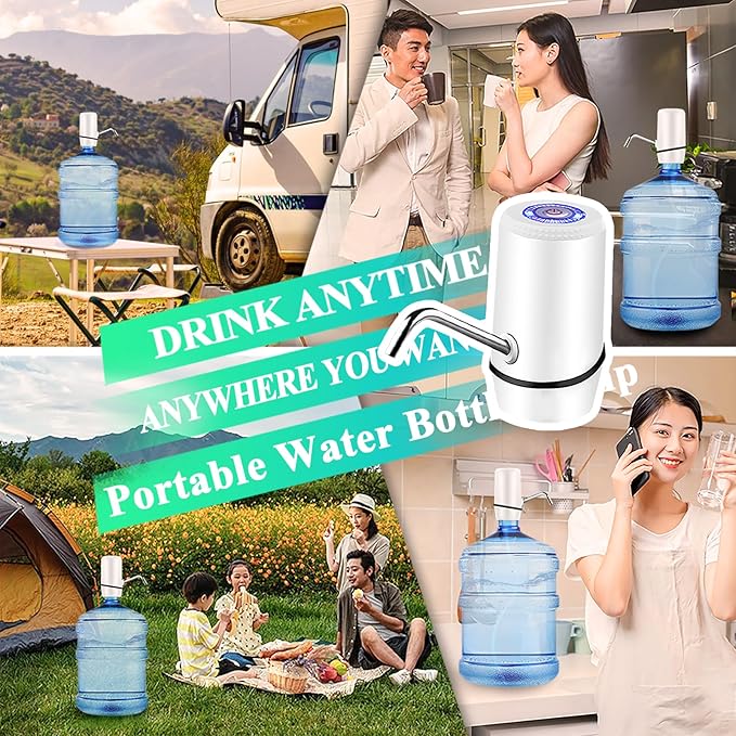 Water Dispenser for 5 Gallon Bottle, Electric Water Pump for 5 Gallon Jug with Switch and USB Charging, Portable Automatic Water Jug Dispenser for Camping, Travel, Home, Kitchen, Office
