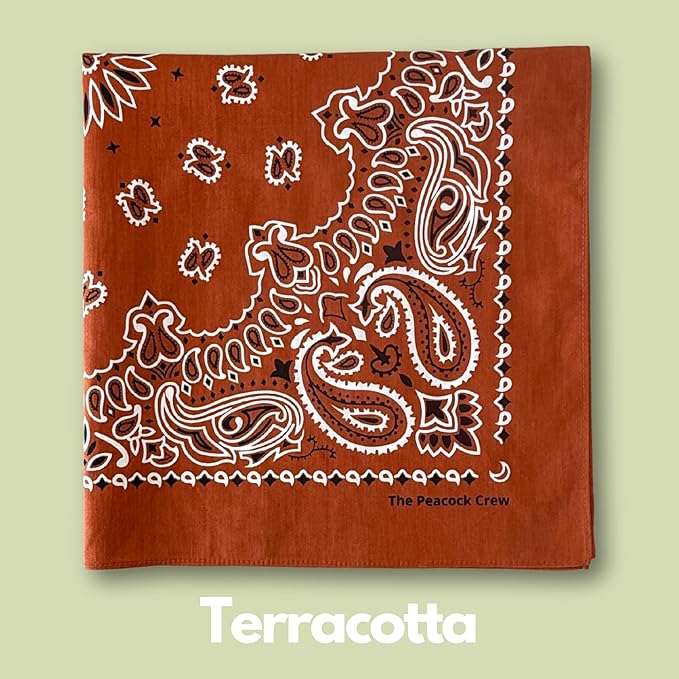 The Peacock Crew Premium Soft Cotton Bandanas Pack for Men and Women Paisley 22 x 22 inches