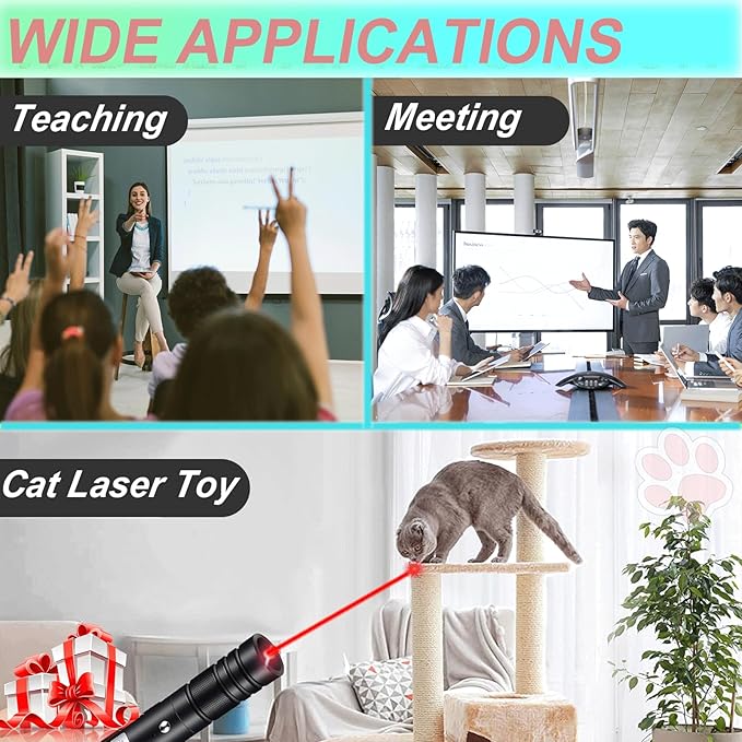 MEUSNO Laser Pointer, High Power Lazer Pointer, Red Laser High Power Rechargeable Laser Pointer for Presentations Outdoor Cat Dog Toy Lazer Light Pointer Pen Red Laser Cat Toy Pointer