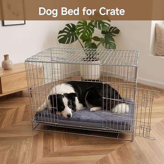 XXL Dog Bed, Waterproof Dog Crate Bed, Extra Large Reversible Outdoor Dog Bed, Kennel Beds for Large Dogs, Waterproof, Wipeable, Anti-Slip, Washable, 47" x 29", Dark Grey
