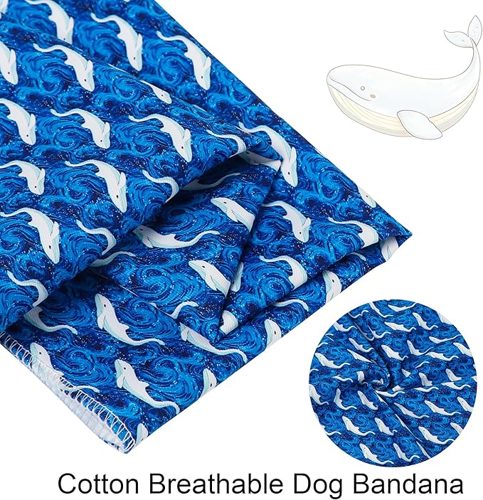 ARING PET Summer Dog Bandanas, Cute Blue White Whale Ocean Themed Pet Scarf Triangle Bib for Small Medium Large Boy Girl Dogs Cats, Puppy Kerchief for Beach Trips Daily Walks Outings Photoshoots-S