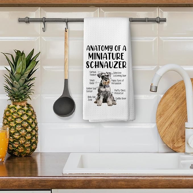 Funny Schnauzer Kitchen Dish Towels, Schnauzer Gifts for Women, Funny Dog Bathroom Decor, Gifts for Dog Mom Dad Lovers Hand Towels Kitchen Tea Towel Decorations, 16x24inch