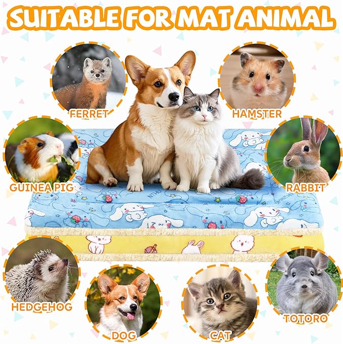 2 Pcs Self Warming Cat Bed, Washable Self Heating Pet Mat Soft Small Animal Winter Bed Pads Sleeping Pads for Rat Chinchilla Hedgehog Hamster Squirrel Ferret Cat Dog (27×21 Inch)
