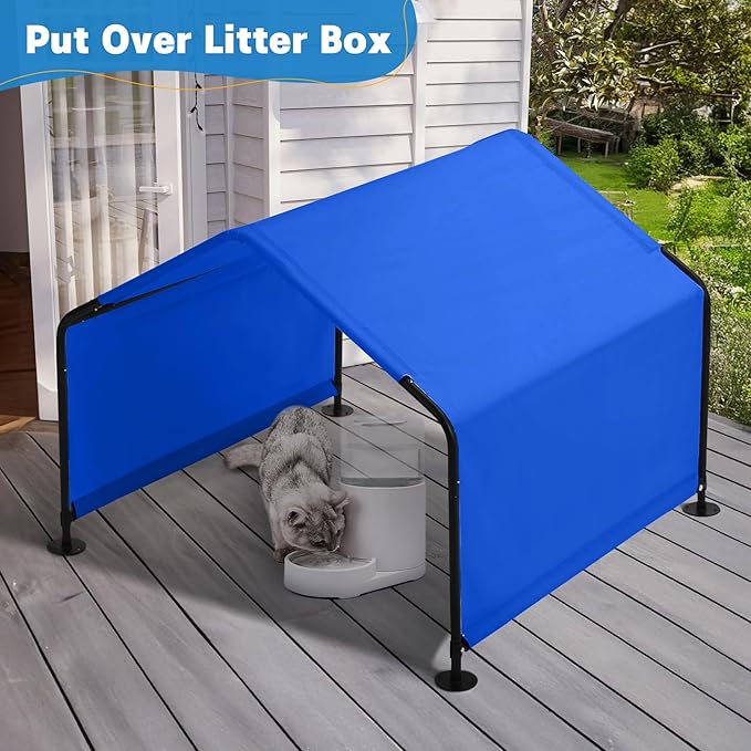 Dog Shade Shelter Outside 4'x4'x3' Tent for Large Medium Dogs, Outdoor Sun Rain Canopy Pet House for Livestock Pigs Cats with Waterproof Roof Ground Nails,Deep Blue