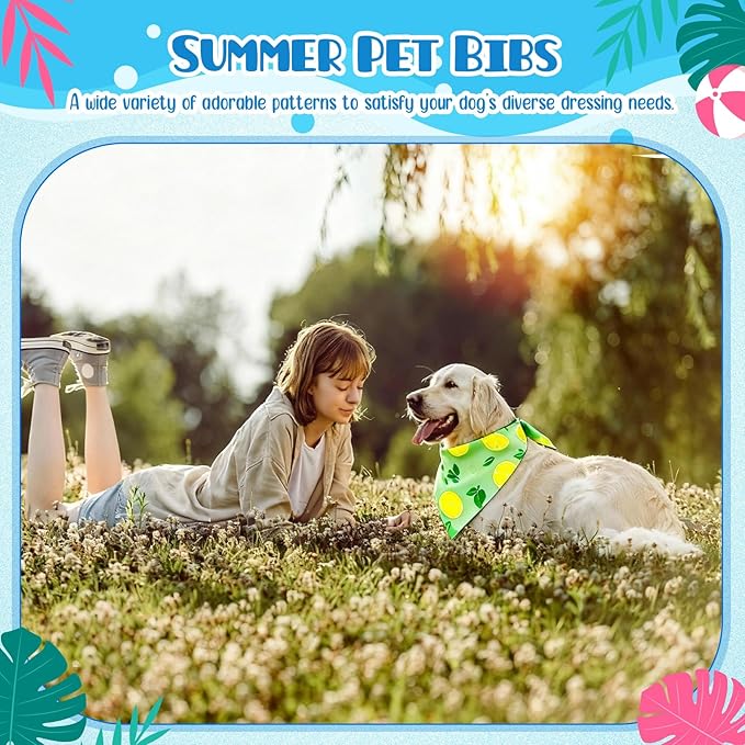 Sanwuta 60 Pcs Summer Bandana for Dog Fruit Dog Bandanas Bulk Adjustable Pet Bibs Triangle Scarf Cat Costume for Small to Large Pet