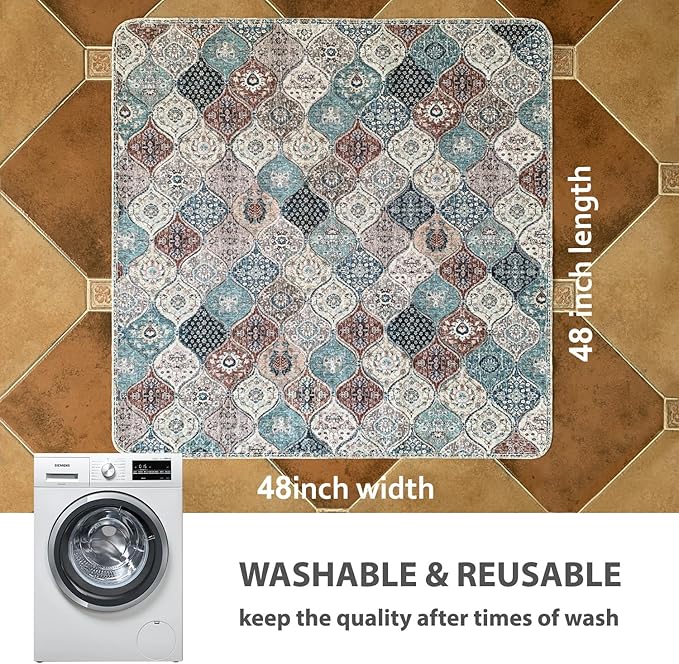 nunubaby Washable Pee Pads for Dogs, Stylish, Non-Slip and Leak-Proof Pee Pads. Reusable Potty Pads for Dogs for Crates and Floors.(Dark Red/Multi,48" x48" )