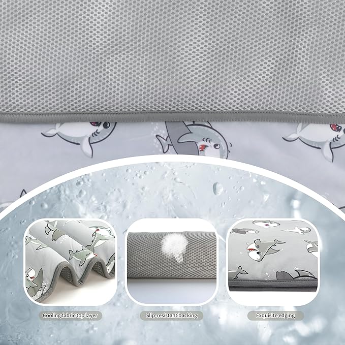 DELIFUR Dog Cooling Mat- Pet Cooling Mat Outdoor for Dogs Self Cooling Pad for Puppy Small Medium Dog Machine Washable (Large, Grey Shark)