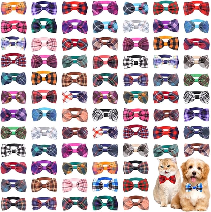 Segarty Dog Bow Ties for Small Dogs, 80 Adjustable Small Dog Bowties Large Puppy Bowtie Cats Neck Bows Pet Collar Bulk Assorted Grooming Accessories Birthday Wedding Party Holiday Festival