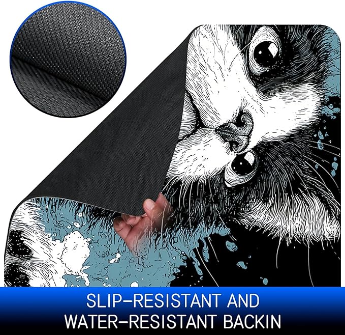 Dog Food Mat, 19.6" x 23.6" Absorbent Pet Feeding Mat for Food and Water, Waterproof Diatom Mud Pet Placemat with Non-Slip Rubber Backing, Easy Clean Cat Bowl Mat for Floors - Black Cat Claw