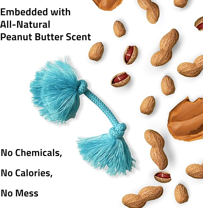 Playology Dog Toys | Dri-Tech Rope Tug of War Dog Toy for Tough Chewers | Peanut Butter Scented Small Tug Rope Toys for Dogs