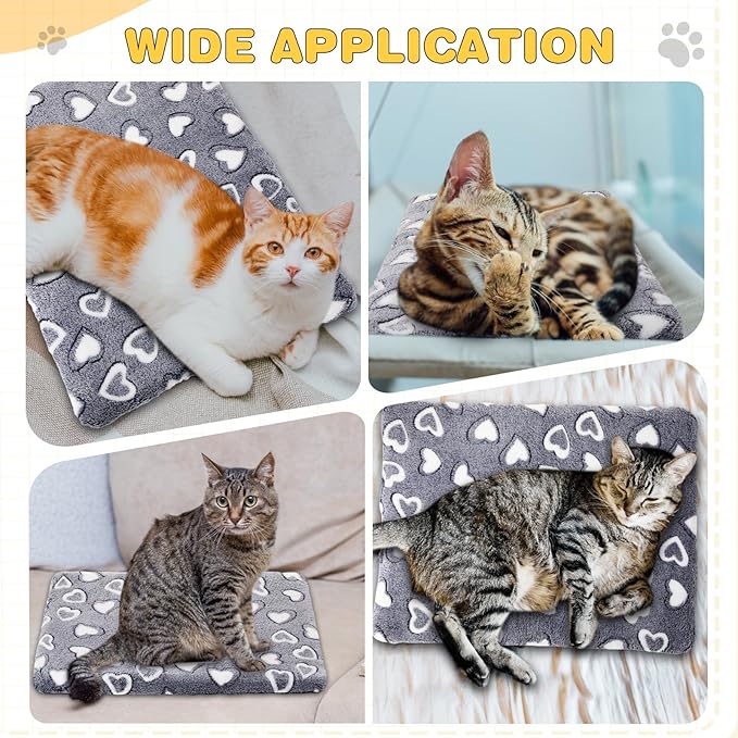 VitalCozy 3 Pcs Waterproof Reversible Dog Crate Pad Warm and Cool Dog Cats Bed Mat for Crates Sleeping Mat Cozy Heart Pattern Pet Bed for Puppy Cat Puppy Kitten Cushion Carrier, Grey(24"x18"x1.6")