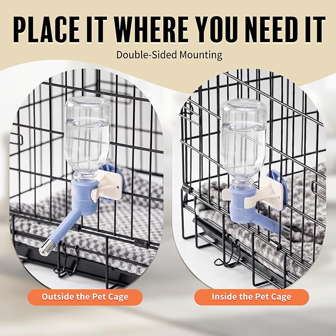 Choco Nose Patented No-Drip Dog Water Bottle/Feeder for Dogs/Cats and Other Small-Medium Sized Animals - for Cages, Crates or Wall Mount. 10.2 Oz. Mess Free Leak-Proof Nozzle 16mm, Blue (C590)
