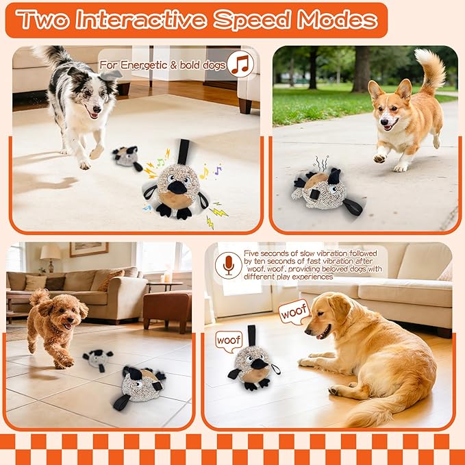 Interactive Dog Toys,Squeaky Dog Toy to Keep Them Busy,Automatic Jumping Moving Tug of War Doggie Toy Platypus,Type-C Rechargeable with Two Jumping Modes,Not for Aggressive Chewers