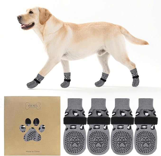 KOOLTAIL Anti Slip Dog Socks to Prevent Licking Paws,Dog Shoes for Hot Pavement & Hardwood Floors,Durable Soft Double Sided Grippy Socks for Small Medium Large Dogs, Traction Control for Senior Dogs