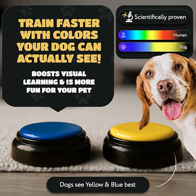 KUL KING'S Waterproof & Non-Slip Dog Talking Buttons - 8 Recordable Buttons with Special Training Mat & Guide, Batteries, Stickers - Talking Dog Buttons for Communication
