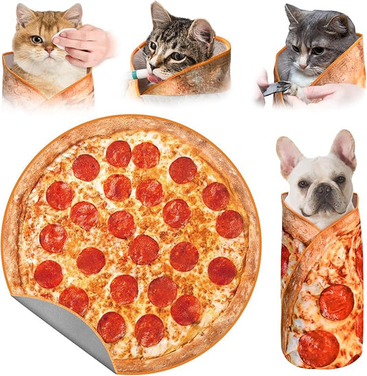 31.5" Large Cat Grooming Wrap for Cutting Nails, Self-Stick Dog Cat Wrap, Soft Pizza Blanket Pet Tool Gifts for Multifunctional Care Medicine Anti-Escape
