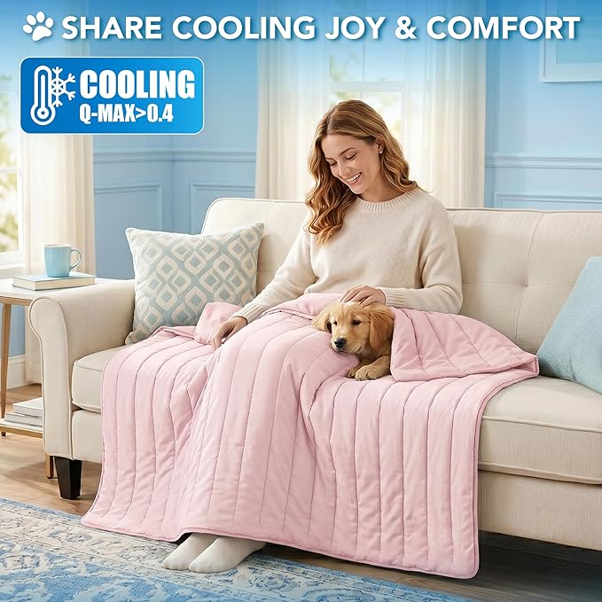 PetAmi Dog Cooling Mat, Q-Max Pet Cooling Blanket with Thick Cushioning, Self Cooling Pad for Dogs & Cats, Reversible Summer Mat for Crate, Couch, Kennel, Pink, Large (40x60)