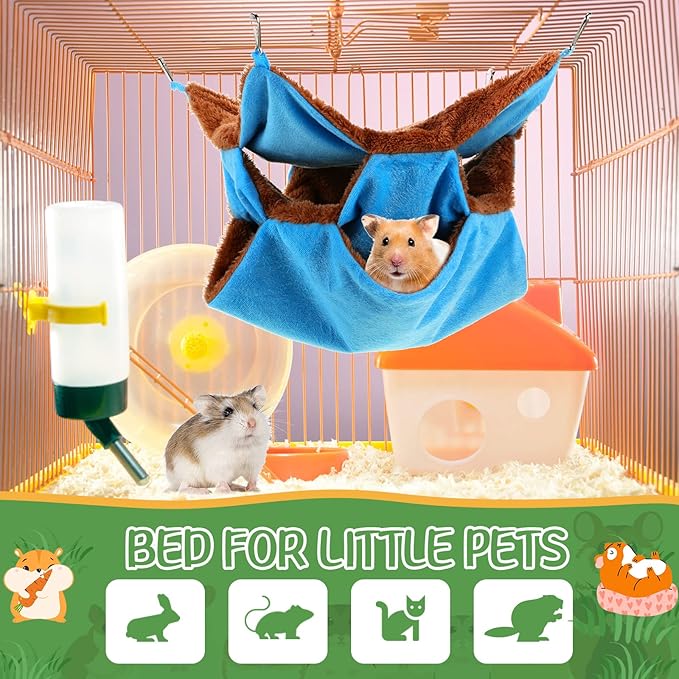 Jerify 6 Pcs 3 Layers Rat Hammock Set Small Animals Hammock Guinea Pig Ferret Hanging Hammocks Hamster Pet Cage Accessories for Chinchilla Sleeping and Playing(Macaron Color)