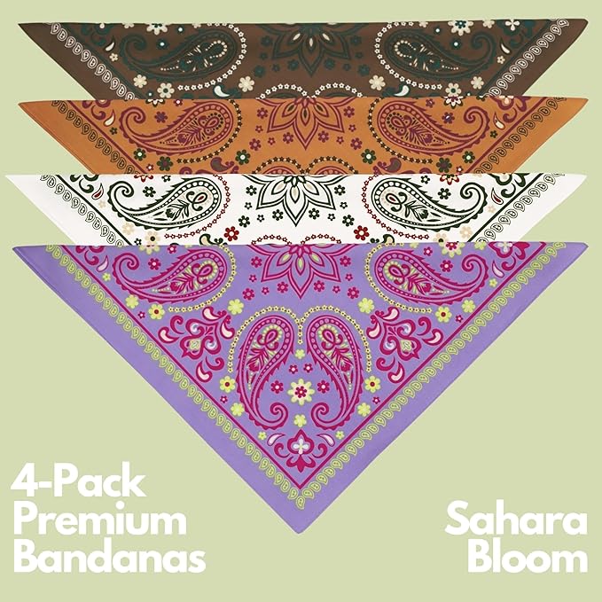 The Peacock Crew Premium Soft Cotton Bandanas Pack for Men and Women Paisley 22 x 22 inches