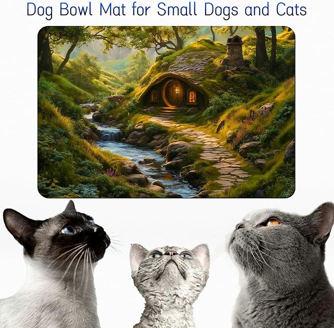 Dog Food Mat, 15.7" x 23.6" Absorbent Pet Feeding Mat for Food and Water, Waterproof Diatom Mud Pet Placemat with Non-Slip Rubber Backing, Easy Clean Cat Bowl Mat for Floors - Creek Castle