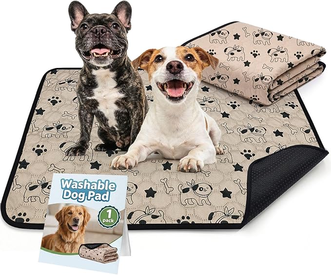 BAEJMJK Washable Dog Pee Pads 4-Layer Super Absorbent Puppy Training Pads Waterproof Non-Slip Leak-Proof Reusable Mats for Potty, Crate, Playpen & Travel(20"x28",Coffee 1-Pack)
