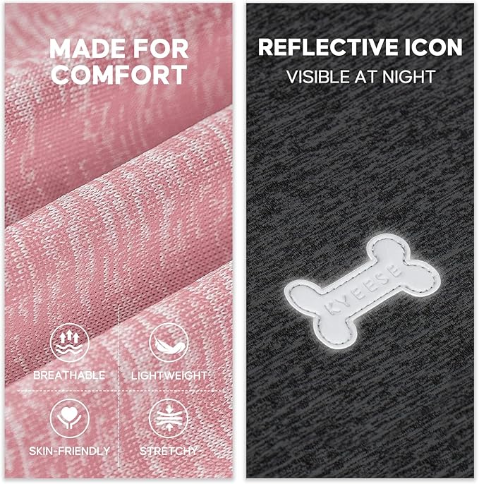 KYEESE 2Pack Dog Shirt, Lightweight Sun Protection Sleeveless Dog T Shirts for Medium Large Dogs Girl, Breathable Pet Reflective Tank Top Summer Dogs Clothes for Outdoor Walking, Pink+Grey, 2XL
