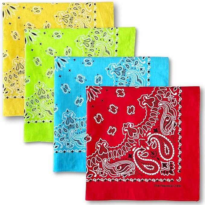 The Peacock Crew Premium Soft Cotton Bandanas Pack for Men and Women Paisley 22 x 22 inches