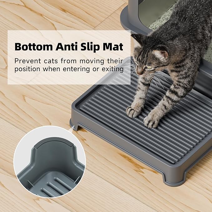 Booche Cat Ramp for Litter Box Elevated Litter Ramp for Cat Litter Boxes, Washable Easy Cleaning Steps with Filter Functions Suitable for Small & Elderly Cats(14"x10"x2.5")