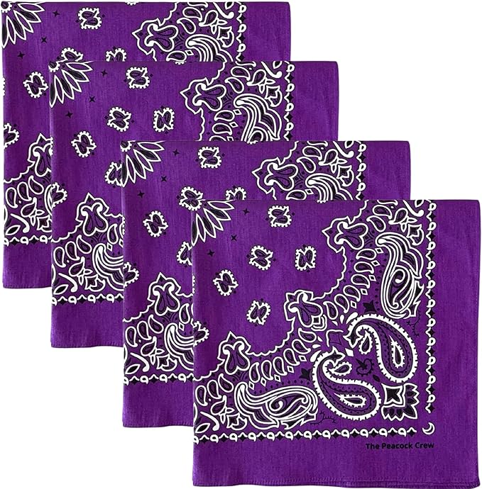 The Peacock Crew Premium Soft Cotton Bandanas Pack for Men and Women Paisley 22 x 22 inches