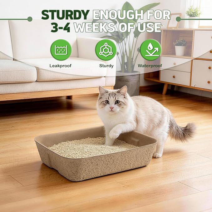 Disposable Litter Boxes for Cats 6-Pack Extra Thick & Sturdy Box Eco-Friendly Cat Travel Cardboard Portable Kitty Litterbox Jumbo Litter Pans for Kitten Leakproof Sustainable for Indoor Outdoor Use