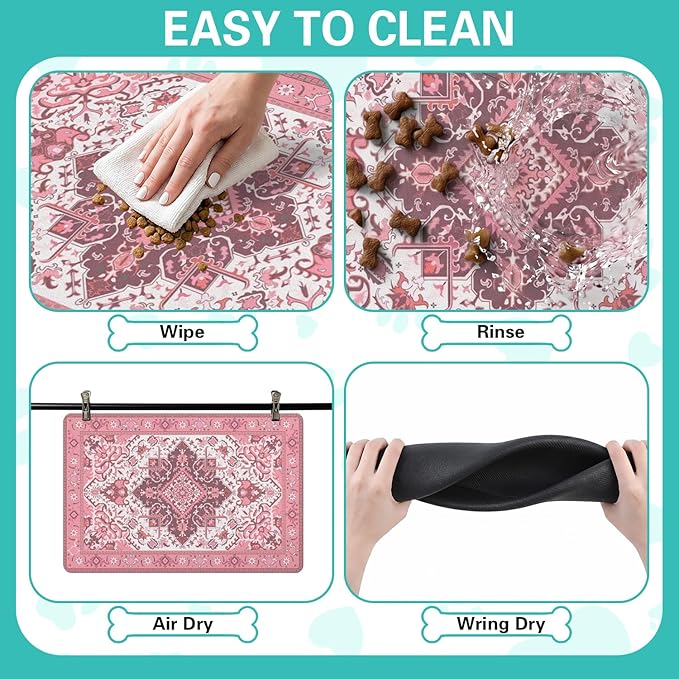 Pet Feeding Mat for Floors Waterproof Dog Mat for Food and Water Absorbent Quick Dry Non Slip mat for Cat Bowls