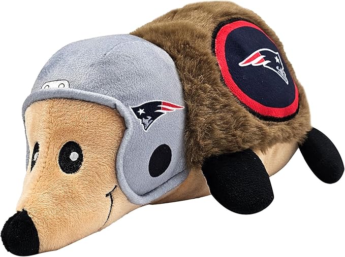 NFL NEW England Patriots Plush Hedgehog Toy for Dogs & Cats, Cool Soft Pet Toy for Fun and Interactive Play, Dog Chew Toy with Squeaker, Licensed Hot Pet Toy
