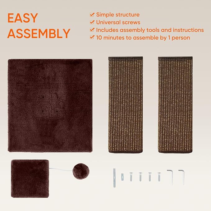 Cat Scratching Post 32 Inch for Indoor Large Cats and Kitten, Nature Sisal Tall Cat Scratch Post, Sisal Cat Scratcher Improve Cat's Scratching Habits and Protect Your Furniture, Full Brown